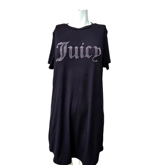 Juicy Couture Women’s  Black T-Shirt Dress Size L - Picture 3 of 12